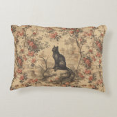 Red Toile Chinoiserie Cat Damask アクセントクッション (裏面)