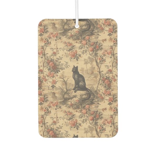 Red Toile Chinoiserie Cat Damask カーエアーフレッシュナー (正面)