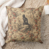 Red Toile Chinoiserie Cat Damask クッション (ブランケット)