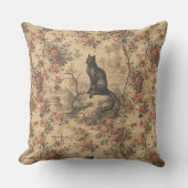 Red Toile Chinoiserie Cat Damask クッション (正面)