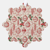 Red Toile Chinoiserie Christmas Ornaments オーナメントカード (裏面)