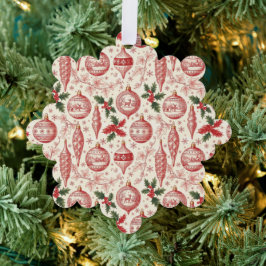 Red Toile Chinoiserie Christmas Ornaments オーナメントカード