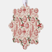 Red Toile Chinoiserie Christmas Ornaments オーナメントカード (左)