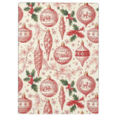 Red Toile Chinoiserie Christmas Ornaments クリップボード (裏面)
