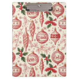Red Toile Chinoiserie Christmas Ornaments クリップボード