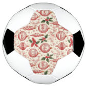 Red Toile Chinoiserie Christmas Ornaments サッカーボール (回転)