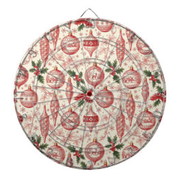 Red Toile Chinoiserie Christmas Ornaments ダーツボード