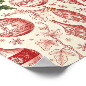 Red Toile Chinoiserie Christmas Ornaments ポスター (角)