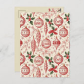 Red Toile Chinoiserie Christmas Ornaments ポストカード (正面/裏面)