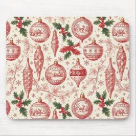 Red Toile Chinoiserie Christmas Ornaments マウスパッド