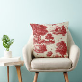 Red Toile Countryside Scene (12) クッション (椅子)