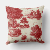 Red Toile Countryside Scene (12) クッション (裏面)