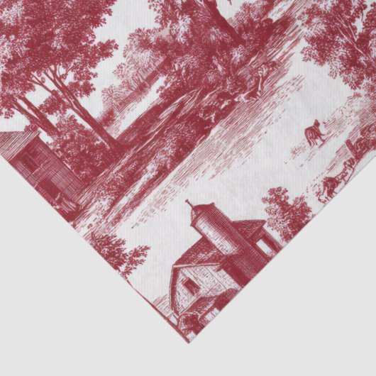 Red Toile Countryside Scene (6) 薄葉紙 (詳細)