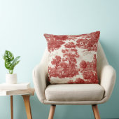 Red Toile Countryside Scene (8) クッション (椅子)