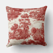 Red Toile Countryside Scene (8) クッション (裏面)