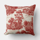Red Toile Countryside Scene (8) クッション (正面)