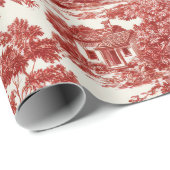 Red Toile Countryside Scene (8) ラッピングペーパー (ロールコーナー)