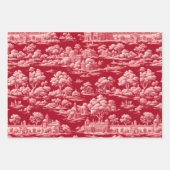 Red Toile de Jouy ラッピングペーパーシート (正面2)