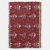 Red Toile De Jouy Coquette Christmas Foliage スローブランケット (正面縦)