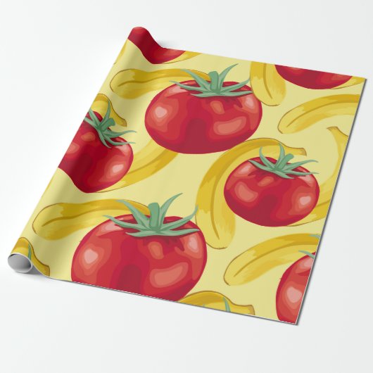 Red tomato and fruits seamless pattern designabstr ラッピングペーパー (アンロールド)