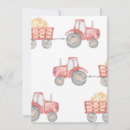 Red Tractor Birthday Any Age Farm Party 招待状 (裏面)