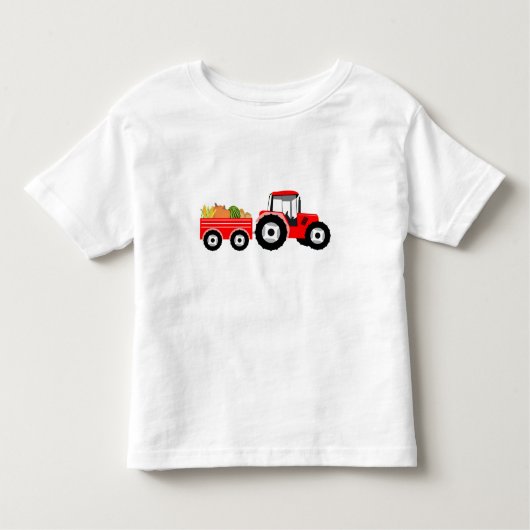 Red Tractor Truck Farm Produce トドラーTシャツ (正面)