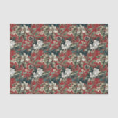 Red Traditional Christmas Floral and Pinecone  薄葉紙 (正面)