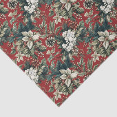Red Traditional Christmas Floral and Pinecone  薄葉紙 (詳細)