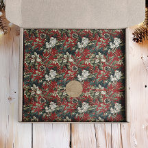 Red Traditional Christmas Floral and Pinecone 