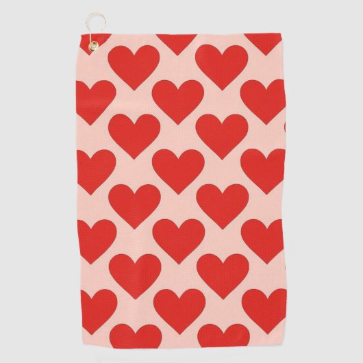 Red, traditional Valentine's day heart ゴルフタオル (正面)