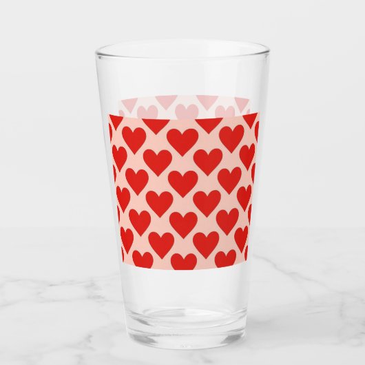 Red, traditional Valentine's day heart タンブラーグラス (正面)
