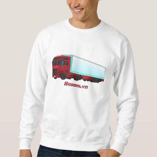 Red trailer truck illustration スウェットシャツ (正面)