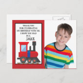 Red Train誕生日写真ありがとう ポストカード (正面/裏面)
