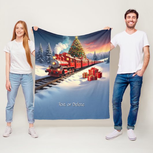 Red Train Christmas Tree Fleece Blanket フリースブランケット (インサイチュ)