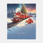 Red Train Christmas Tree Fleece Blanket フリースブランケット (正面)