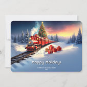 Red Train Christmas Tree Holiday Card シーズンカード (正面)