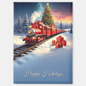 Red Train Christmas Tree Holiday Magnet マグネット (正面)