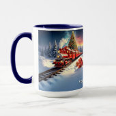 Red Train Christmas Tree Holiday Mug マグカップ (左)