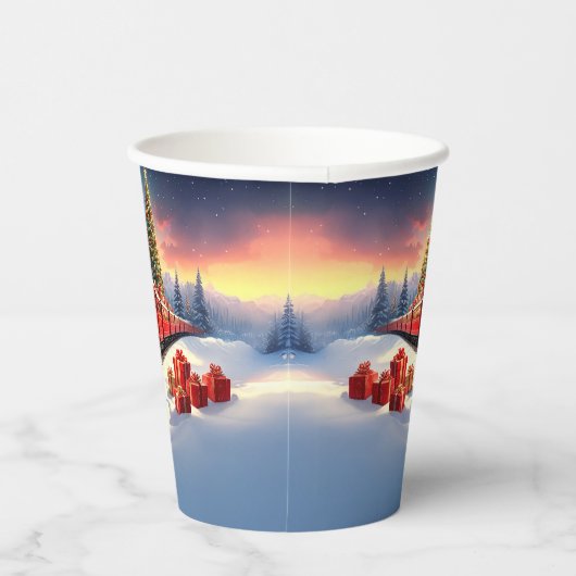Red Train Christmas Tree Holiday Paper Cups 紙コップ (右)