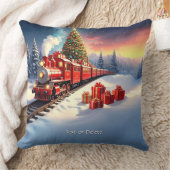 Red Train Christmas Tree Holiday Throw Pillow クッション (ブランケット)