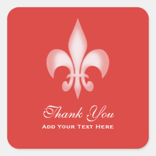 Red Transparent Fleur de Lis Thank You スクエアシール