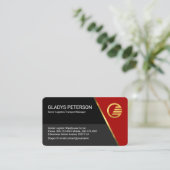 Red Trapezium Grey Layers Business Owner 名刺 (スタンド正面)