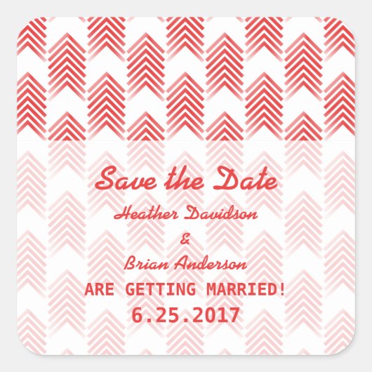 Red Tribal Arrows日付ステッカーを保存 スクエアシール (正面)