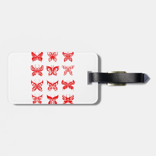 Red Tribal Butterfly Ornamental ラゲッジタグ (裏面横)