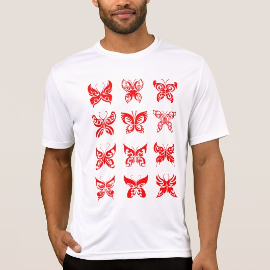Red Tribal Butterfly Ornamental Tシャツ (正面)