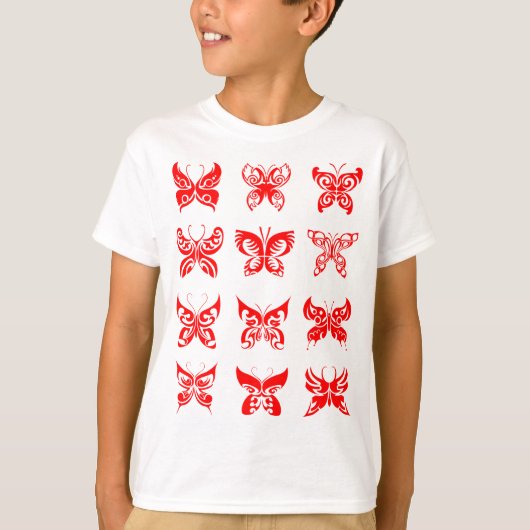 Red Tribal Butterfly Ornamental Tシャツ (正面)