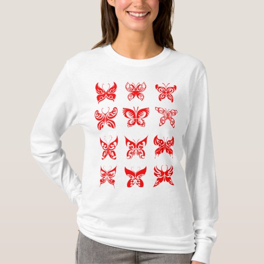 Red Tribal Butterfly Ornamental Tシャツ (正面)