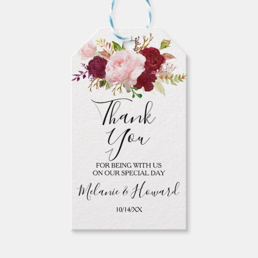 Red TropicalとRomantic Thank You ギフトタグ (正面)