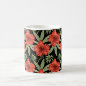 Red tropical flowers seamless pattern green leaves コーヒーマグカップ (中央)