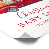 Red Truck Autumn Pumpkin Fall Baby Shower Welcome ポスター (角)